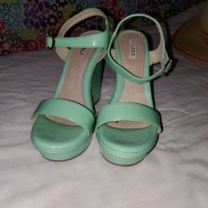 Seafoam green wedges